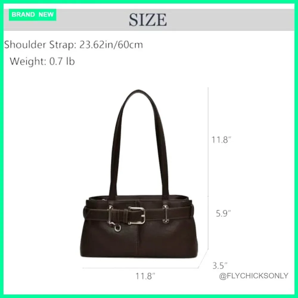 Vintage Y2K Hobo Shoulder Bag PU Leather Underarm Satchel Handbag